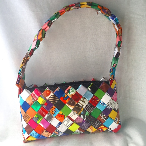 unbranded Handbags - Woven Candy Gum Wrapper Shoulder Bag Recycled Smal